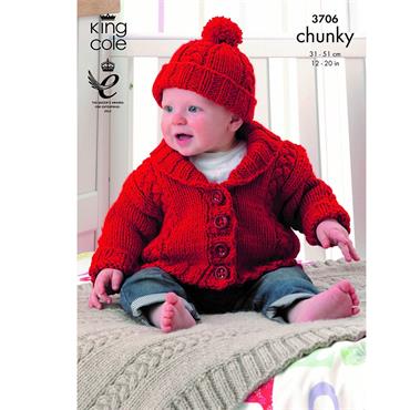 King Cole Pattern 3706 Jacket, Blanket and Hat Comfort Chunky