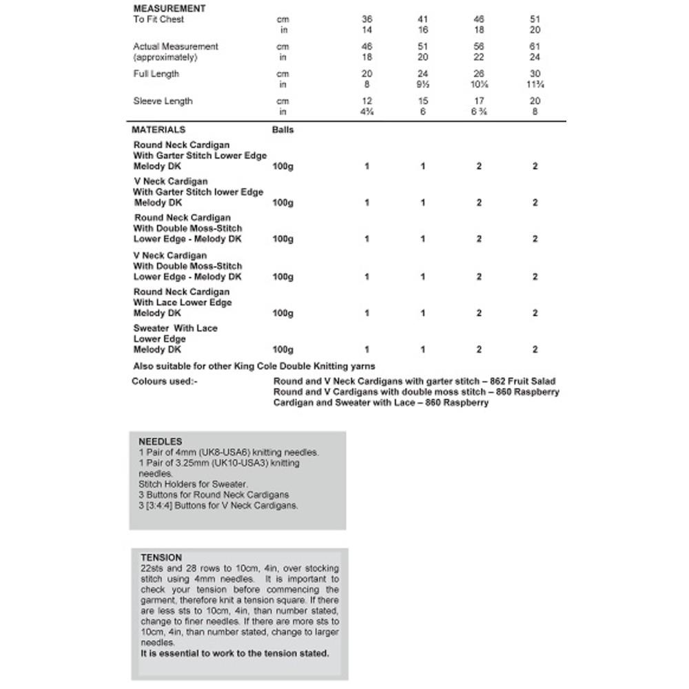 King Cole Pattern 3842 Cardigan & Sweater DK | Springwools.com | Ireland