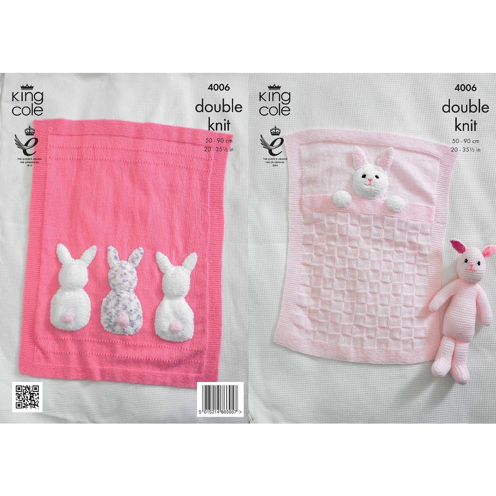 King Cole Pattern 4006 Bunny Rabbit Blankets in DK
