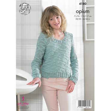 King Cole Pattern 4180 Sweater & Cardigan in Opium