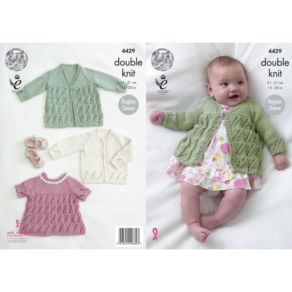 King Cole Pattern 4429 Matinee Coat, Angel Top and Cardigan in