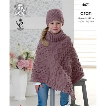 King Cole Pattern 4671 Ponchos & Hat in Fashion Aran
