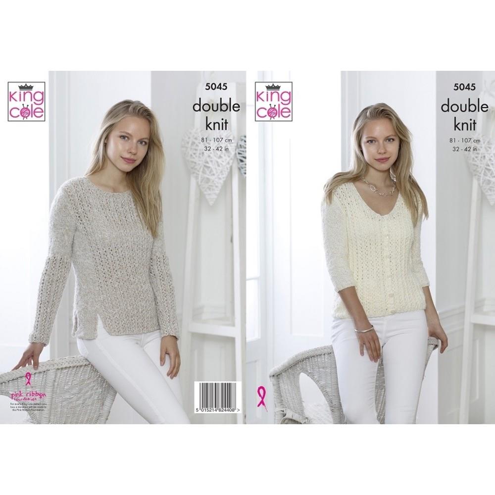 King Cole Pattern 5045 Sweater & Cardigan in Calypso DK Springwools