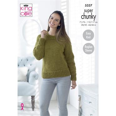 King Cole Pattern 5337 Sweater & Cardigan in Big Value Super Chunky
