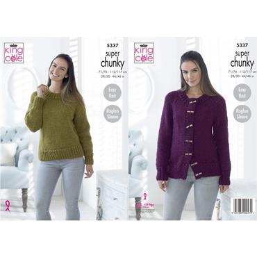 King Cole Pattern 5337 Sweater & Cardigan in Big Value Super Chunky