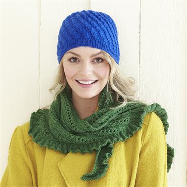 Pattern #5474 Wrap, Gloves & Hat Knitted in Merino Blend 4Ply