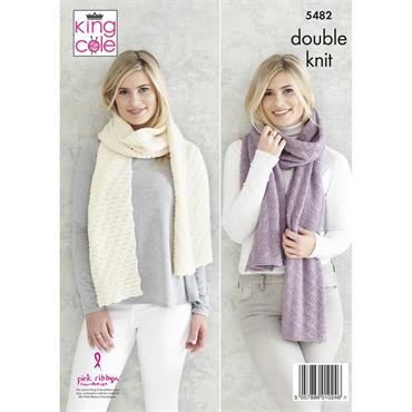 King Cole Pattern 5482 Girl's Hat & Scarf, Ladies Shawls
