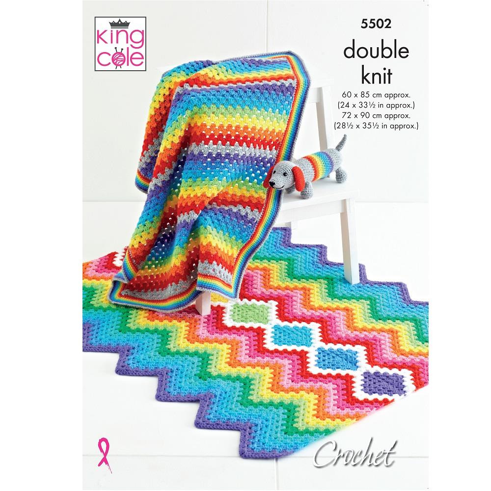 King Cole Pattern 5502 Crochet Baby Blanket & Toy in DK Springwools