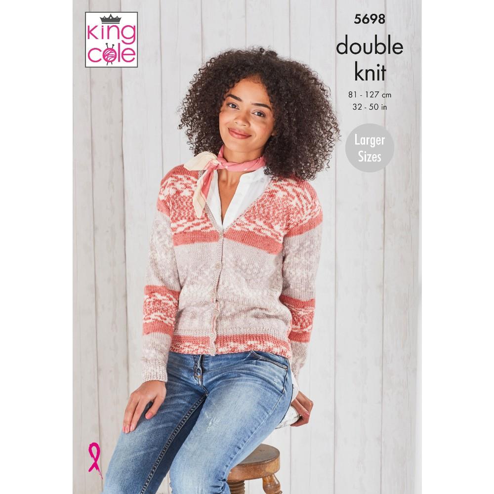 King Cole Pattern 5698 V Neck Cardigan & Waistcoat in Fjord DK