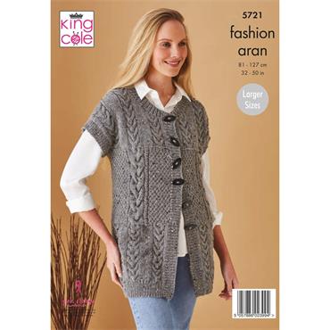 King Cole Pattern 5721 Waistcoat & Jacket in Fashion Aran