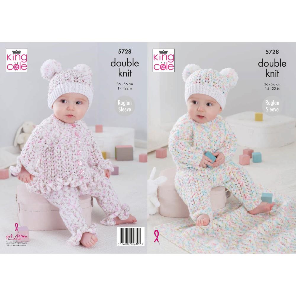 King Cole Pattern 5728 Baby Set in Double Knit
