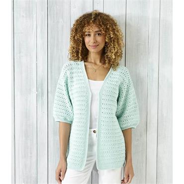 King Cole Pattern 5876 Button-up Top & Cardigan Crocheted in Finesse Cotton Silk DK