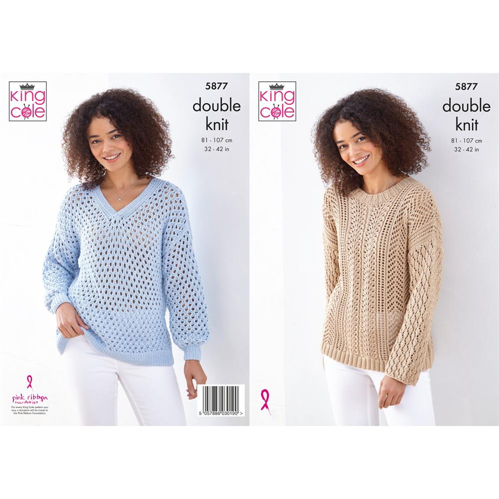 King Cole Pattern 5877 Sweaters Knitted in Cottonsoft DK