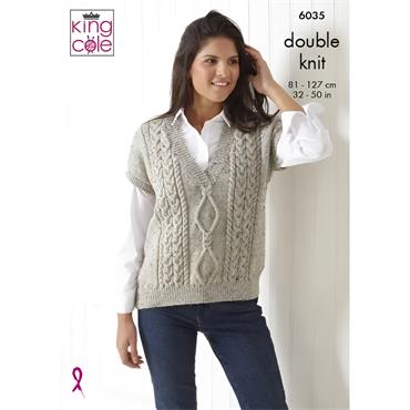 King Cole Pattern 6035 Slipover & Sweater in Merino Blend DK