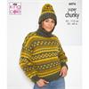King Cole Pattern 6076 Cardigan, Sweater, & Hat in Big Value Super Chunky