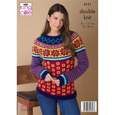 King Cole Pattern 6151 Sweaters in Merino Blend DK 50g
