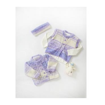 King Cole Pattern 6167 Coat, Cardigan, Gilet and Headband in Cutie Pie DK