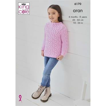 King Cole Pattern 6170 Sweater, Cardigan & Waistcoat in Comfort Aran