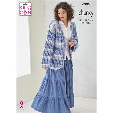 King Cole Pattern 6200 Sweater & Cardigan in Hedgerow Chunky