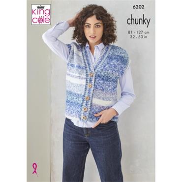 King Cole Pattern 6202 Waistcoat & Jacket in Hedgerow Chunky