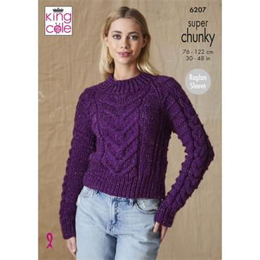 King Cole Pattern 6207 Sweater and Slipover in Super Chunky  ds