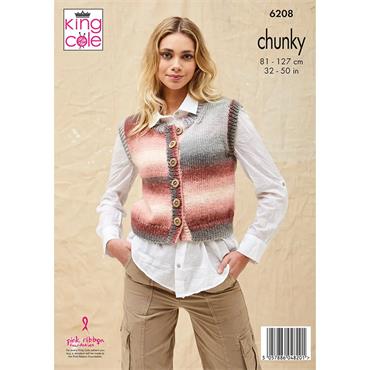 King Cole Pattern 6208 Slipover & Waistcoat in Riot Chunky