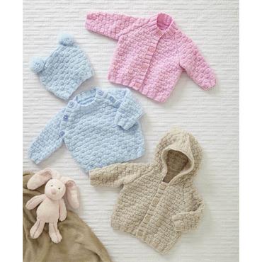 King Cole Pattern 6213 Sweater, Jacket, Sleeping Bag & Hat in Double Knitting