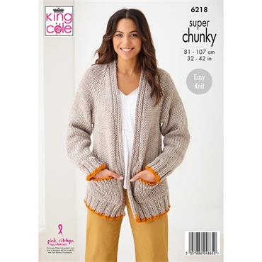 King Cole Pattern 6218 Sweater and Cardigan in Super Chunky