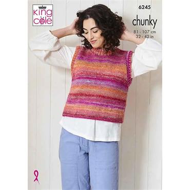 King Cole Pattern 6245 Tank Top & Tunic in Cottagespun Chunky