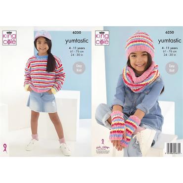King Cole Pattern 6250 Sweater and Accessories in Yumtastic