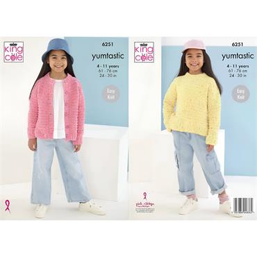 King Cole Pattern 6251 Child's Sweater and Cardigan in Yumtastic