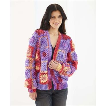 King Cole Pattern 6258 CROCHET Granny Square Cardigan & Jumper in Bramble DK