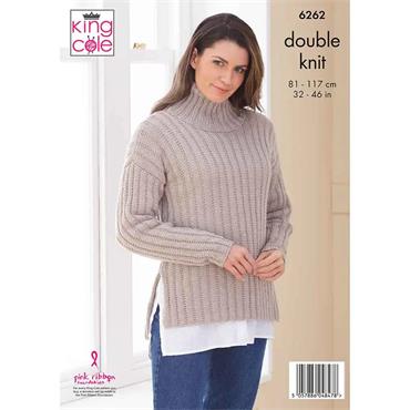 King Cole Pattern 6262 Sweater & Sleeveless Jacket in Double Knitting