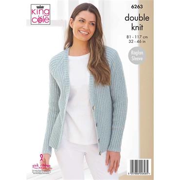 King Cole Pattern 6263 Cardigans in Double Knitting