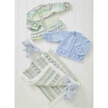 King Cole Pattern 6288 Jacket, Cardigan and Blanket in Cherish DK and Cherished DK