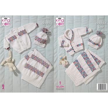 King Cole Pattern 6292 Jacket, Cardigan, Hats and Blanket in Comfort Baby DK and Jitterbug DK