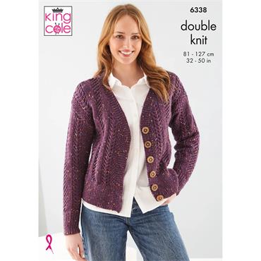 King Cole Pattern 6338 Cardigan and Slipover in Merino Blend DK
