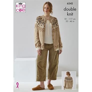 King Cole Pattern 6342 Cardigan and Waistcoat in Natural Alpaca DK