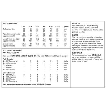 King Cole Pattern 6343 Fairisle Sweaters in Merino Blend DK