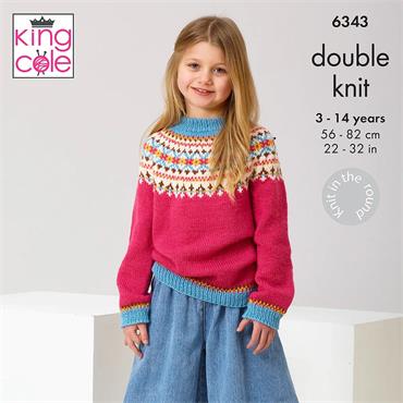 King Cole Pattern 6343 Fairisle Sweaters in Merino Blend DK
