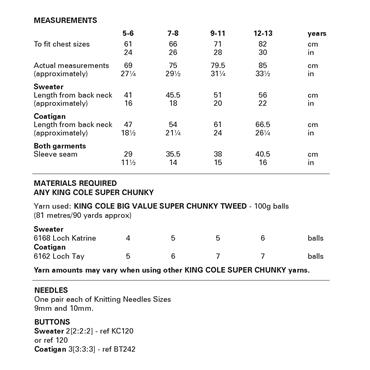 King Cole Pattern 6358 Sweater and Coatigan in Big Value Super Chunky Tweed