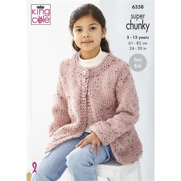 King Cole Pattern 6358 Sweater and Coatigan in Big Value Super Chunky Tweed