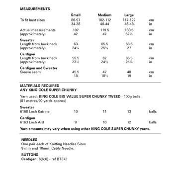 King Cole Pattern 6361 Sweater and Cardigan in Big Value Super Chunky Tweed