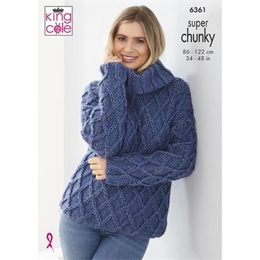 King Cole Pattern 6361 Sweater and Cardigan in Big Value Super Chunky Tweed