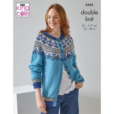 King Cole Pattern 6365 Fairisle Cardigan and Waistcoat in Merino Blend DK