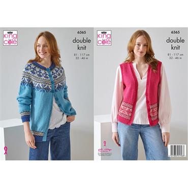 King Cole Pattern 6365 Fairisle Cardigan and Waistcoat in Merino Blend DK