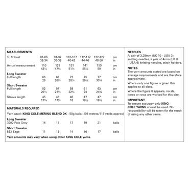 King Cole Pattern 6366 Hollywood Collection: Sweaters in Merino Blend DK