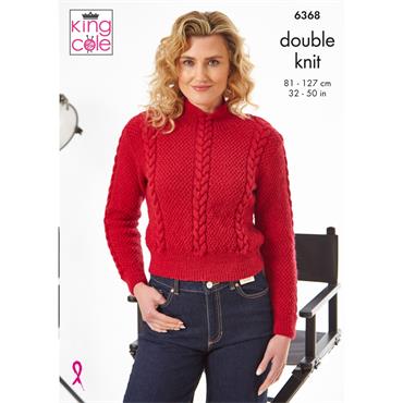 King Cole Pattern 6368 Hollywood Collection: Sweaters in Merino Blend DK