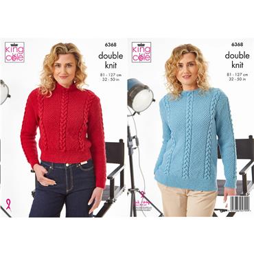 King Cole Pattern 6368 Hollywood Collection: Sweaters in Merino Blend DK