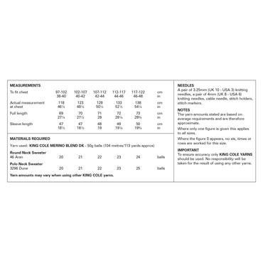 King Cole Pattern 6371 Hollywood Collection: Sweaters in Merino Blend DK